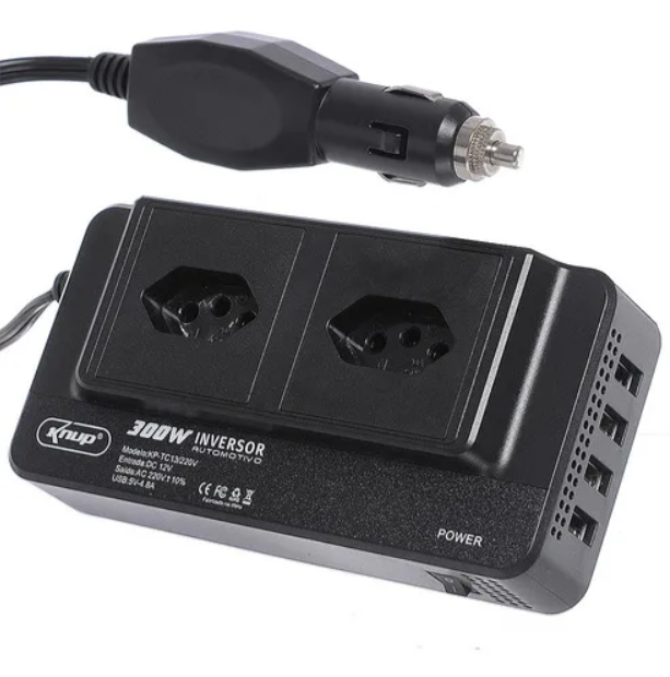 Inversor Veicular de Tensão 12V→110V/220V + 4 Portas USB