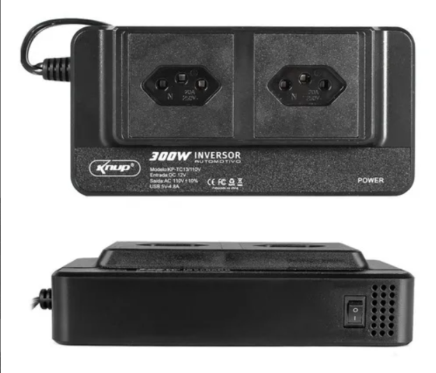 Inversor Veicular de Tensão 12V→110V/220V + 4 Portas USB