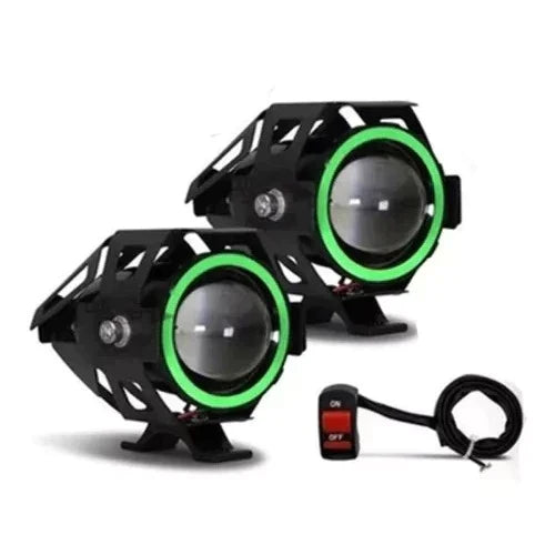 Mini Par de Farol Auxiliar de Milha LED U7/U5 Alta Potência para Moto