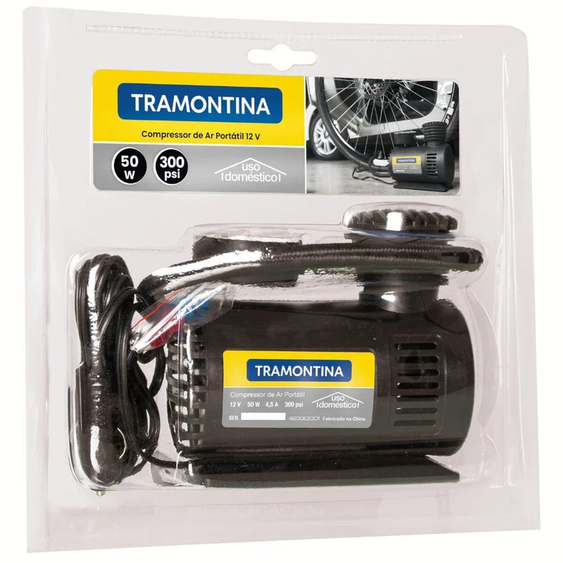 Compressor de ar portátil p/ carro 300psi 50W 12V Tramontina
